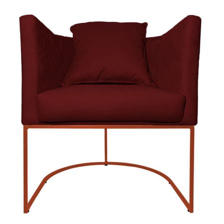 Imagem de Poltrona Luaninha Suede Bordo Base Metálica Cobre - Belliv Decor