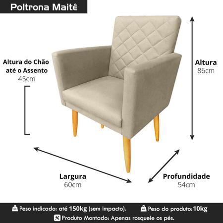 Imagem de Poltrona Maitê Decorativa Matelassê Suede Bege