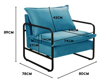 Imagem de Poltrona Moderna Diva Industrial Base Metal Decoração Sala Recepção