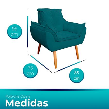 Imagem de Poltrona Opala com Puff Opala para Sala e Quarto Suede - Jylcrom