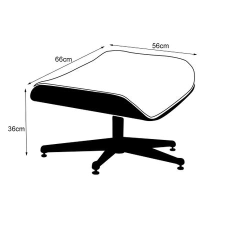 Imagem de Poltrona para Leitura Charles Eames Couro com Puff Base Aluminio Branco