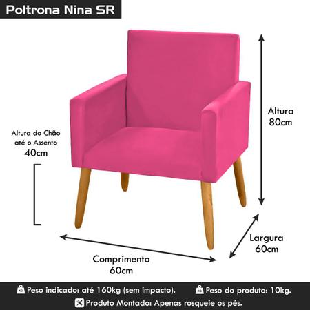 Imagem de Poltrona para Quarto de Menina Nina Tecido Sintético Rosa Pink