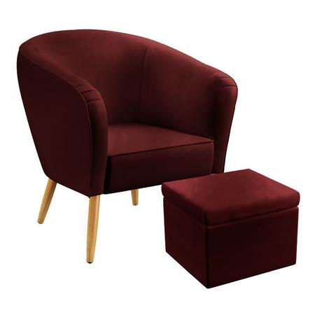 Poltrona Vênus com Puff Quasar Suede Bordô Aradecor Imagem de Poltrona Vênus com Puff Quasar Suede Bordô Aradecor