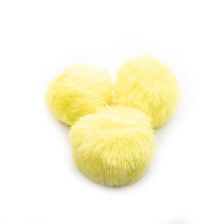 Imagem de Pompom Pelúcia Amarelo 50mm 1un 7g Pelo Felpudo Artesanato Com Alça