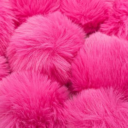 Imagem de Pompom Pelúcia Rosa Pink 50mm 6un 40g Pelo Felpudo Artesanato Com Alça