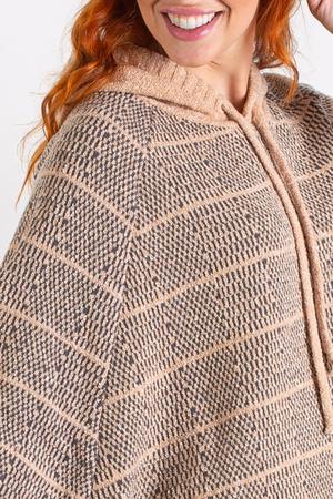 Imagem de Poncho feminino de malha com capuz 60014