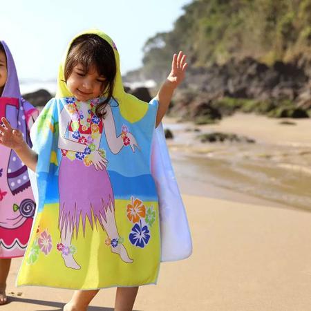 Imagem de Poncho Infantil Toalha Capuz Roupao Praia Havaiana Astronauta 2un
