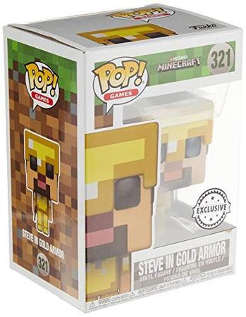 Imagem de Pop! Jogos Minecraft Vinil Figura Steve em Armadura de Ouro 321 Walmart Exclusivo