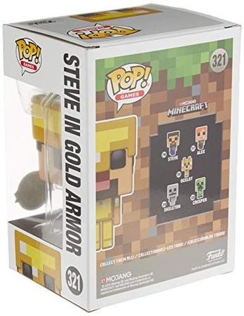 Imagem de Pop! Jogos Minecraft Vinil Figura Steve em Armadura de Ouro 321 Walmart Exclusivo