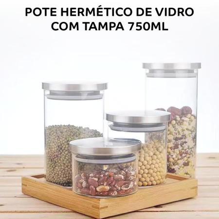 Imagem de Porta Alimentos Hermético Vidro Borossilicato com Tampa de Inox 750ml Litro Mimo Style