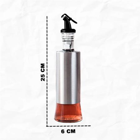 Imagem de Porta Azeite ou Vinagre com Dosador - Vidro e Inox - 300 ml