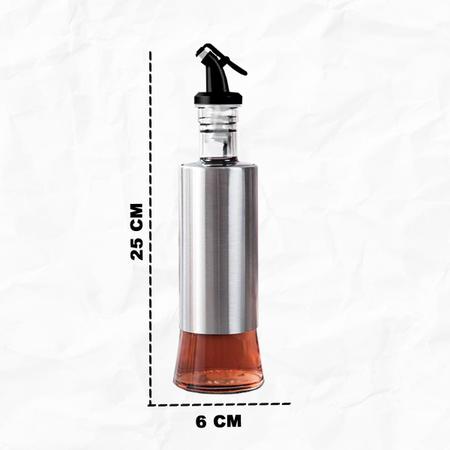 Imagem de Porta Azeite Pimenta Vinagre com Dosador 300ml Vidro e Inox