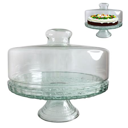 Imagem de Porta bolo boleira com tampa e pé pedestal de vidro luxo