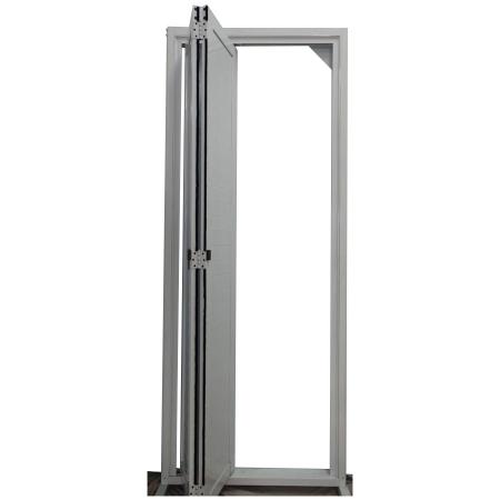 Imagem de Porta Camarão de Alumínio Lambril 2,10 x 0,70 Com Kit Trilho e Puxador Argola Lux Direita Cor Branco