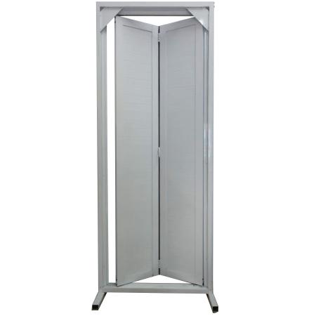 Imagem de Porta Camarão de Alumínio Lambril 2,10 x 0,70 Com Kit Trilho e Puxador Argola Lux Direita Cor Branco