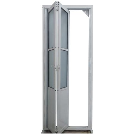 Imagem de Porta Camarão de Alumínio Lambril 2,10 x 0,70 Com Vidro Mini Boreal Lux Esquerda Cor Branco