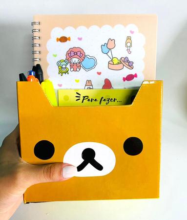 Porta Caneta Porta Treco Organizador de Mesa Maquiagem Papelão Rilakkuma Kawaii  Desenho Fofo Japonês - Porta Caneta - Magazine Luiza