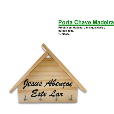Imagem de Porta Chave De Parede Suporte Gancho Madeira Mdf Chaveiro