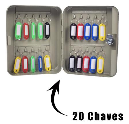 Imagem de Porta Chaves Armário Claviculário De 20 Chaves Com Chaveiros