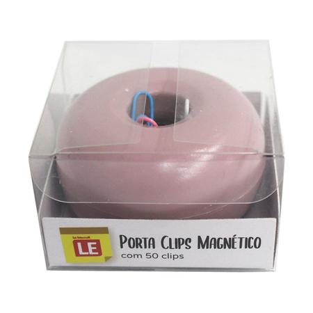 Imagem de Porta Clip Le Magnético 28mm com 50 Unidades Rosa