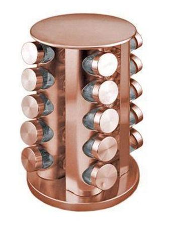 Imagem de Porta Condimentos com 20 Vidros de 80 ml + Suporte de Inox Giratório Rose Gold - Kopeck