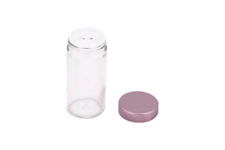 Imagem de Porta Condimentos Rosa 16 Potes De Vidro Inox Base Que Gira