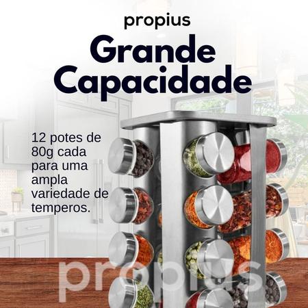Imagem de Porta Condimentos Temperos Giratorio Com 12 Potes Em Aco Inox Organizador Armazenamento Tempero Mini Recipiente Casa