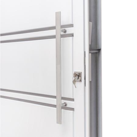Imagem de Porta de Aço Lambri 215x100cm com Friso e Puxador Inox Batente 12cm Qualitysol Ramassol