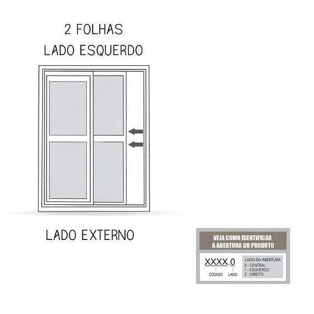 Imagem de Porta de Aluminío de Correr 213x150cm 3 Folhas com Divisão e Vidro Riobras