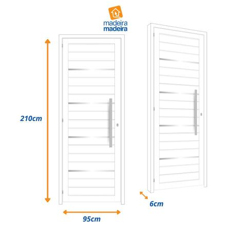 Imagem de Porta de Aluminio Lambri Social 210x95cm com Friso e Puxador Cinza