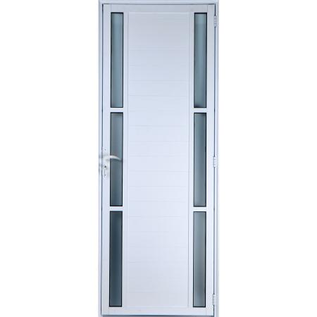Imagem de Porta De Alumínio Lambril Com Visor Duplo 2,10 X 0,90 Esquerda  Linha All Soft Cor Branco