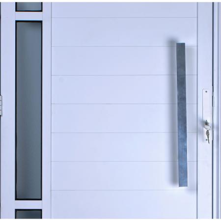 Imagem de Porta De Alumínio Lambril Com Visor e Puxador 2,10 X 0,90 Esquerda Linha All Soft Cor Branco