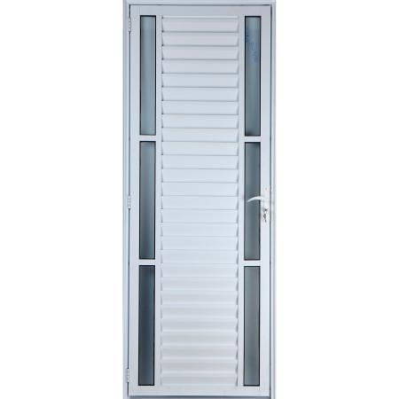 Imagem de Porta De Alumínio Palheta Com Visor Duplo 2,10 X 0,90 Esquerda Linha All Soft Cor Branco