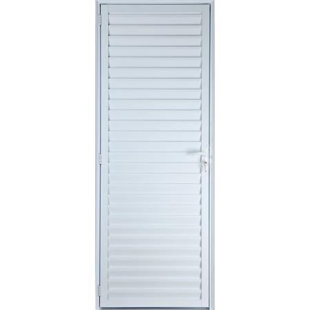 Imagem de Porta De Alumínio Palheta Ventilada 2,10 X 0,80 Esquerda Linha All Soft Cor Branco