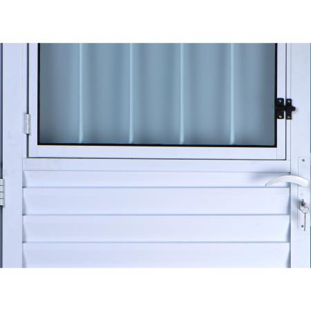 Imagem de Porta De Alumínio Social Postigo 2,10 X 0,80  Esquerda Vidro Mini Boreal Linha All Soft Cor Branco