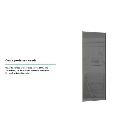 Imagem de Porta de Correr 80cm com Vidro Reflecta Prata e Puxador Inox sem Kit Ferragem Prime Luciane