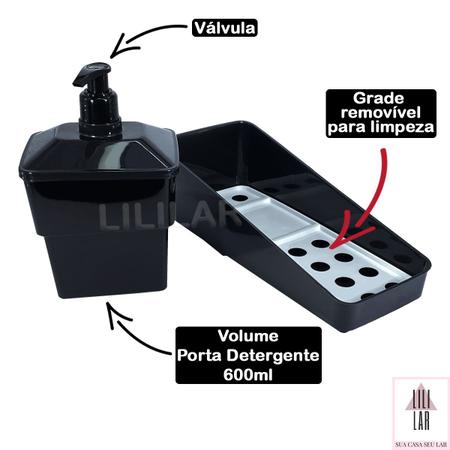 Imagem de Porta Detergente com Válvula 600ml Suporte Esponja e Sabão