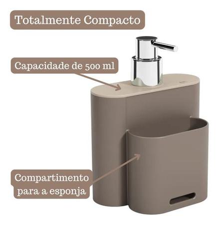 Imagem de Porta Detergente Dispenser 500 Ml Bucha Pia Cozinha Warm Gray - Coza