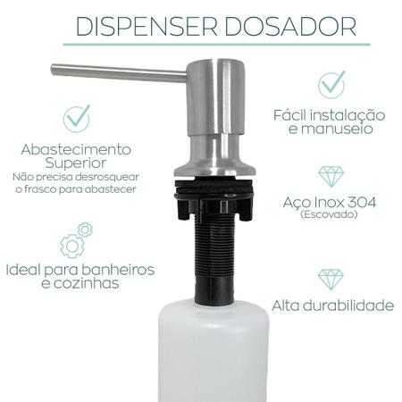 Imagem de Porta Detergente Dispenser De Embutir Inox Escovado 320Ml