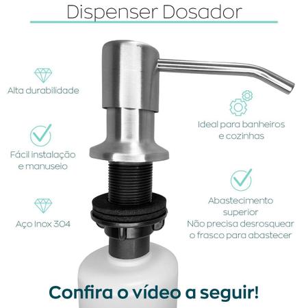 Imagem de Porta Detergente Dispenser De Embutir Inox Escovado 500Ml