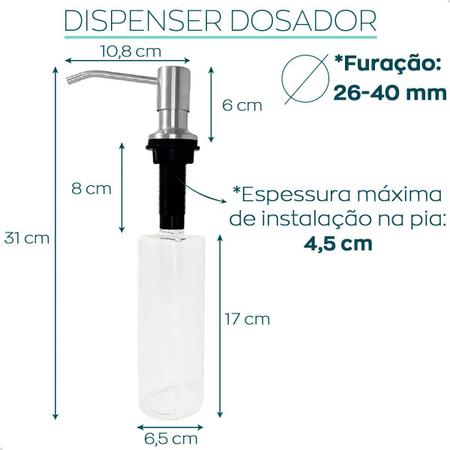 Imagem de Porta Detergente Dispenser De Embutir Inox Escovado 500Ml