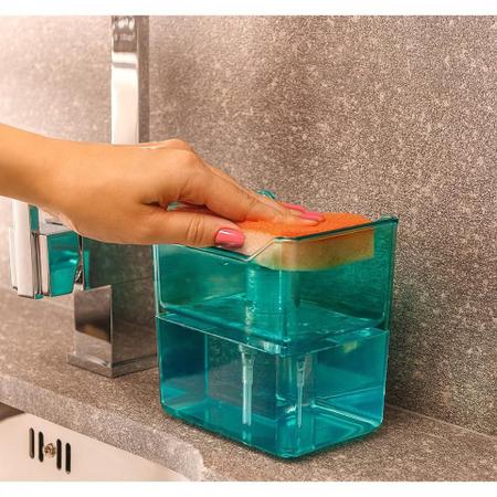Imagem de Porta Detergente Dispenser e Tapete de Pia Transparente 2un