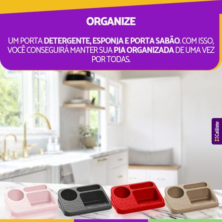 Imagem de Porta Detergente Organizador de Pia Sabão em Barra Esponja