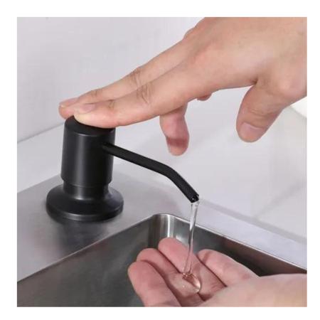 Imagem de Porta detergente preto fosco inox sabão dispenser embutir