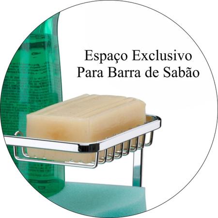 Imagem de Porta Detergente Sabão e Esponja Para Barra Luxo Com Bandeja