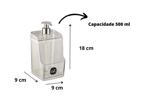 Imagem de Porta Dispenser Detergente Suporte Bucha Esponja Transparent