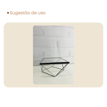 Imagem de Porta Doces de Ferro Quadrado com Tampa de Vidro Decorativo 10x20x20cm