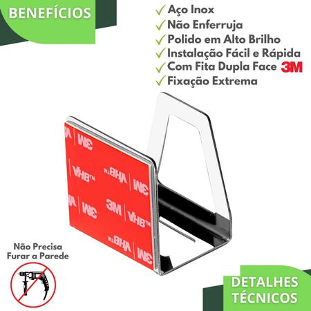 Imagem de Porta Esponja Inox Para Pia Cozinha Adesivo 3M Premium