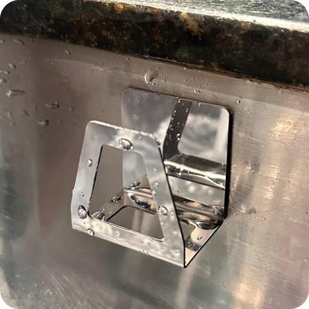 Porta Esponja Inox Para Pia Cozinha Adesivo 3M Premium - MetalCromo Imagem de Porta Esponja Inox Para Pia Cozinha Adesivo 3M Premium