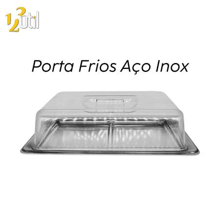 Imagem de Porta Frios Queijo Duplo Em Aço Inox Tampa Acrílica Classic